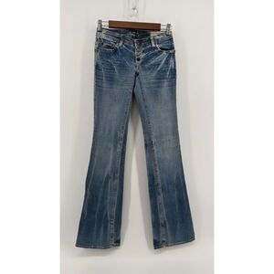 575 Denim California Lifestyle Bootcut Jeans Blue Button Fly‎ Whisker Womens 25